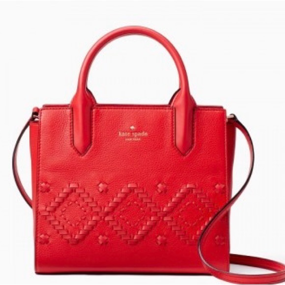 Kate Spade Red Leather Satchel W/Crossbody Strap & Removable Coin/Id Purse Nwot